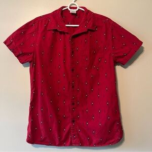 Vintage Hang Ten Men’s Red Black Short Sleeve Button-Down Shirt Cotton Medium